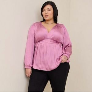 Torrid Peplum Satin Smocked Waist Top